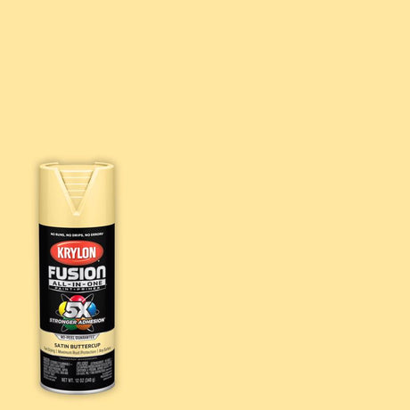 Krylon Fusion All-in-One Satin Buttercup Paint +Primer 12 oz, Pack of 6