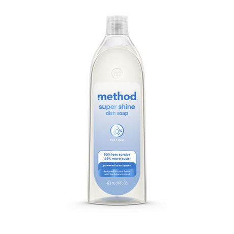 Method Super Shine Free & Clear Scent Liquid Dish Soap 16 oz 1 pk, Pack of 4