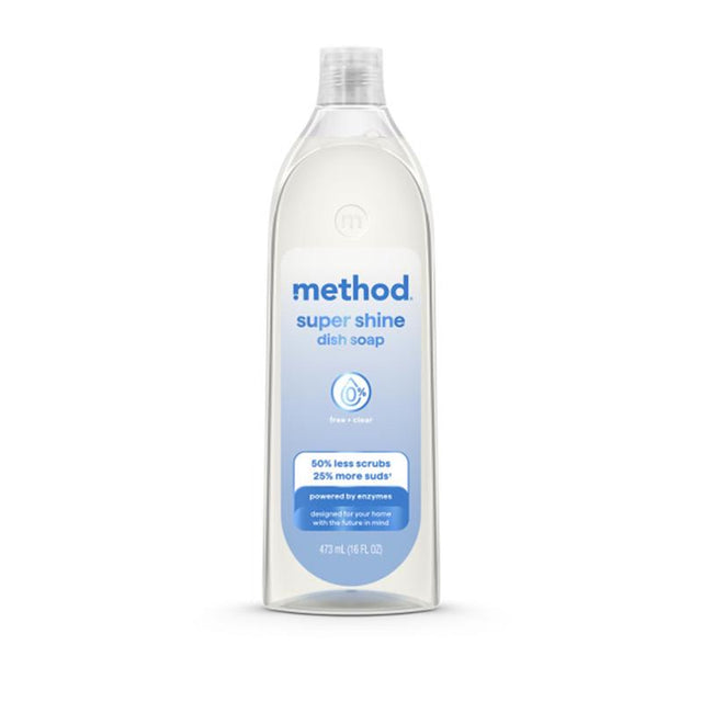 Method Super Shine Free & Clear Scent Liquid Dish Soap 16 oz 1 pk, Pack of 4
