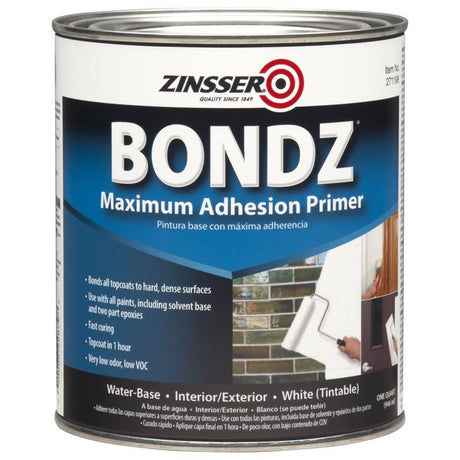 Zinsser Bondz White Water-Based Maximum Adhesive Primer 1 qt, Pack of 4