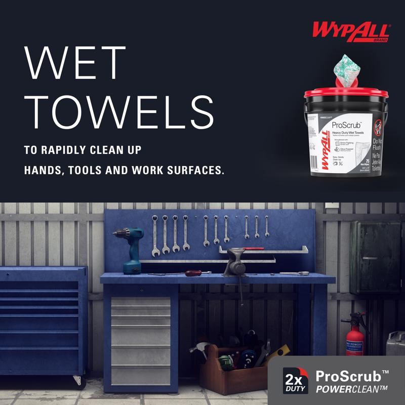 Wypall Polyester/Polyamide/Polypropylene Industrial Towels 12 in. W X 9.5 in. L 450 sheet 75 pk