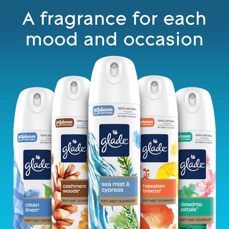Glade Clean Linen Scent Air Freshener 7.3 oz Aerosol, Pack of 6