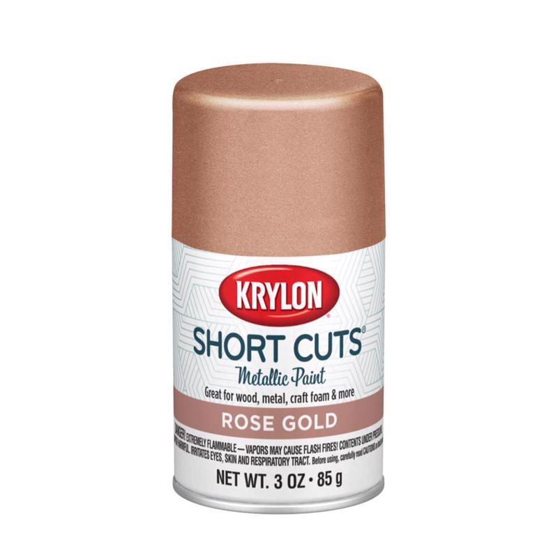 Krylon Short Cuts High-Gloss Rose Gold Craft Spray Paint 3 oz, Pack of 6