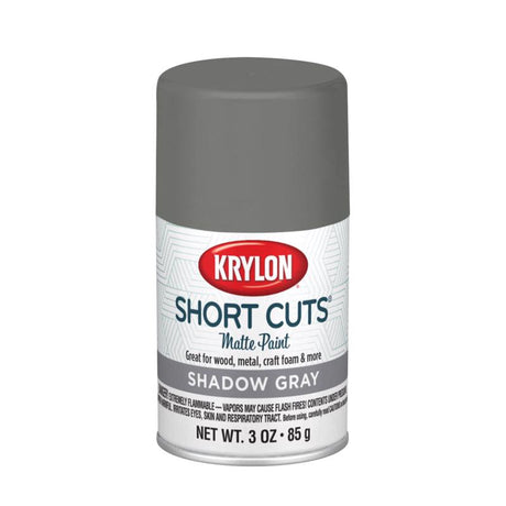 Krylon Short Cuts Matte Shadow Gray Craft Spray Paint 3 oz, Pack of 6