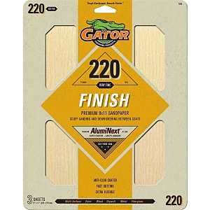 Gator AlumiNext 7266 Sanding Sheet, 11 in L, 9 in W, 220 Grit, Extra Fine, Aluminum Oxide Abrasive