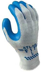 Showa 300XL-10.RT Gloves, XL, Knit Wrist Cuff, Natural Rubber Coating, Blue/Light Gray