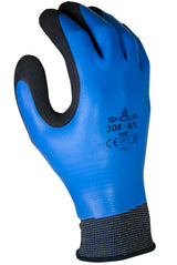 Showa 306L-08.RT Gloves, L, Elastic Cuff, Latex Coating, Black/Blue