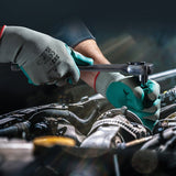 Showa 383-L/08 Coated Gloves, L, 240 mm L, Nitrile Coating, Polyester, Green