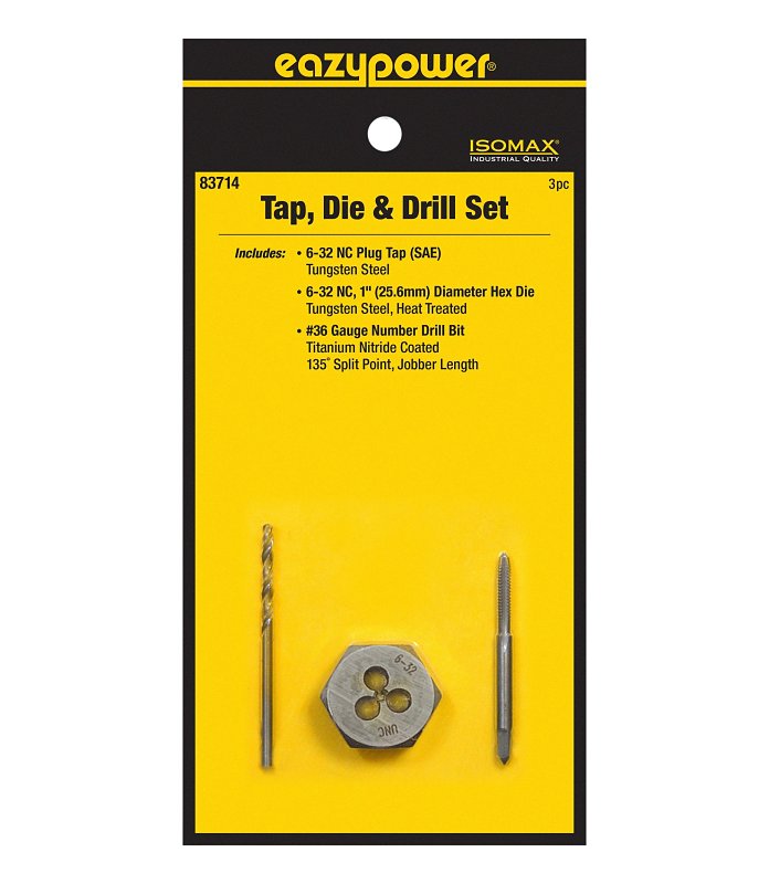 Eazypower 83714 Tap Die and Drill Set, 3-Piece, Tungsten Steel