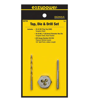Eazypower 83716 Tap Die and Drill Set, 3-Piece, Tungsten Steel, Titanium