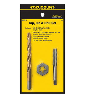 Eazypower 83724 Tap Die and Drill Set, 3-Piece, Tungsten Steel, Titanium
