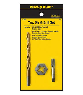 Eazypower 83733 Tap Die and Drill Set, 3-Piece, Tungsten Steel