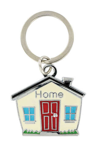 HILLMAN Metal Black/Silver House Keychain, Pack of 3