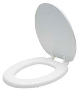 ProSource ES001-WH Toilet Seat, Elongated, PP, White, Plastic Hinge