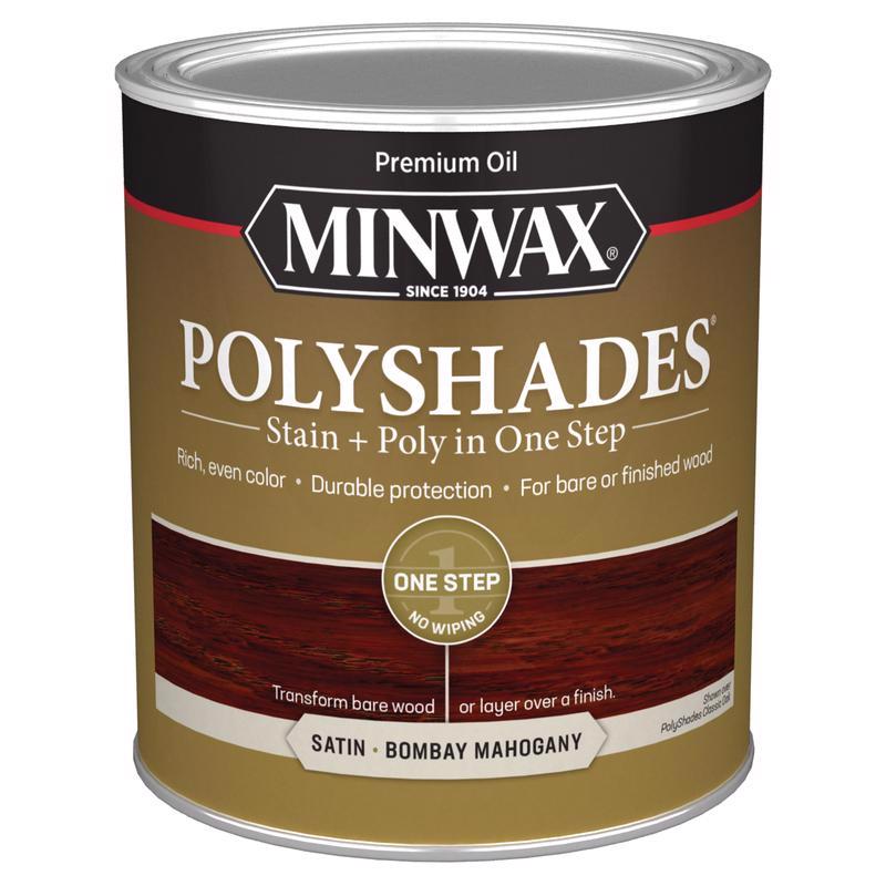 Minwax PolyShades Semi-Transparent Satin Bombay Mahogany Stain/Polyurethane Finish 1 qt