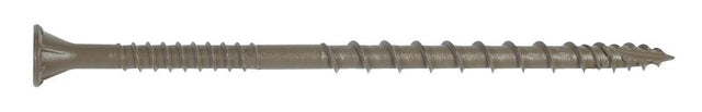 Simpson Strong-Tie Deck-Drive DSVT DSVT4R1LB Deck Screw, #10 Thread, 4 in L, Variable Thread, Tan, Ribbed Flat Head