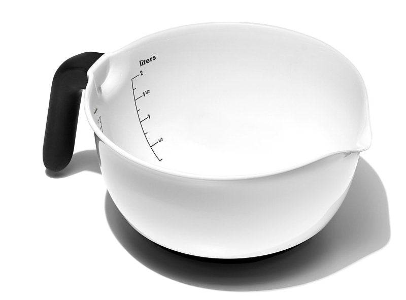Good Grips 1144000 Batter Bowl, 2 qt Capacity, Round, 8 in L, 7-3/4 in W, Plastic, White
