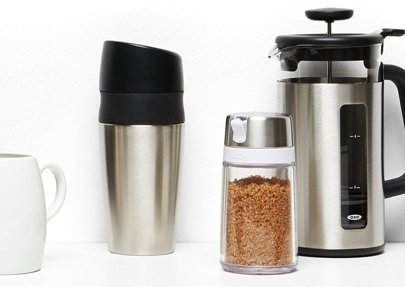 Oxo 1272380 Sugar Dispenser, 9 oz Capacity, Plastic/Stainless Steel, Clear