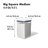 Good Grips POP 11233500 Food Container, 4.4 qt Capacity, Plastic, Clear, 6-1/2 in L, 6-1/2 in W, 9-1/2 in H