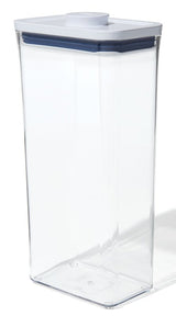 Good Grips POP 11234400 Food Container, 3.7 qt Capacity, Plastic, Clear, 6-1/2 in L, 4.3 in W, 12.6 in H