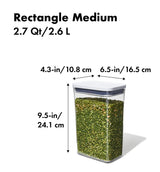 Good Grips POP 11234500 Food Container, 2.7 qt Capacity, Plastic, Clear, 4.3 in L, 6-1/2 in W, 9-1/2 in H
