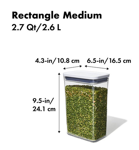 Good Grips POP 11234500 Food Container, 2.7 qt Capacity, Plastic, Clear, 4.3 in L, 6-1/2 in W, 9-1/2 in H
