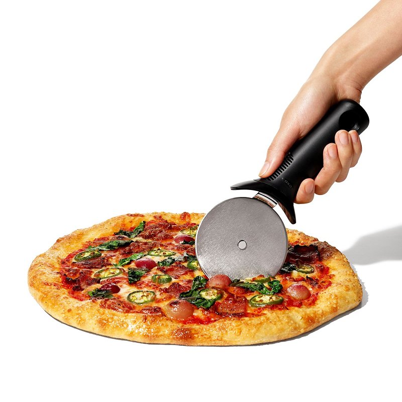 Good Grips 11300900 Pizza Wheel, Stainless Steel Blade, Non-Slip Grip Handle, Dishwasher Safe