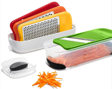 Good Grips 1253580V2 Grater and Slicer Set, Stainless Steel Blade, Dishwasher Safe: Yes