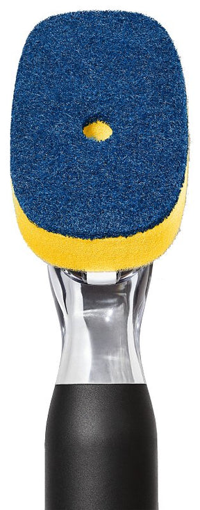 Good Grips 12361600 Soap Dispensing Dish Scrub, 12 in OAL, Comfortable, Non-Slip Grip Handle, Plastic/Rubber Handle