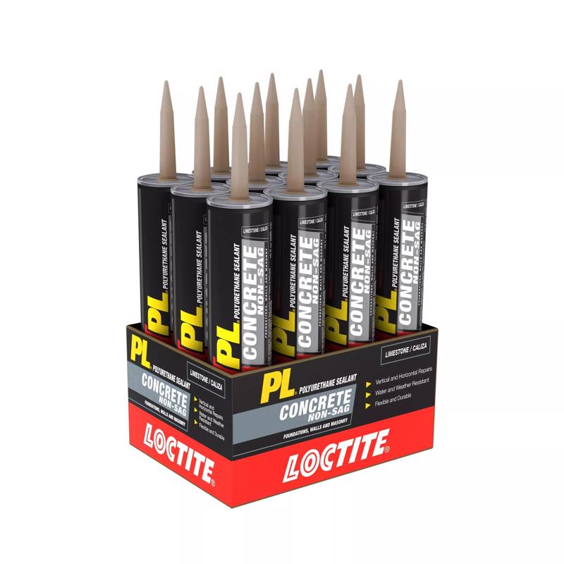 Loctite PL Limestone Polyurethane Concrete and Masonry Filler and Sealant 10 oz, Pack of 12