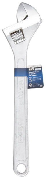 Vulcan JL15024 Adjustable Wrench, 24 in OAL, 2-7/16 in Jaw, Steel, Chrome, Tapered Handle