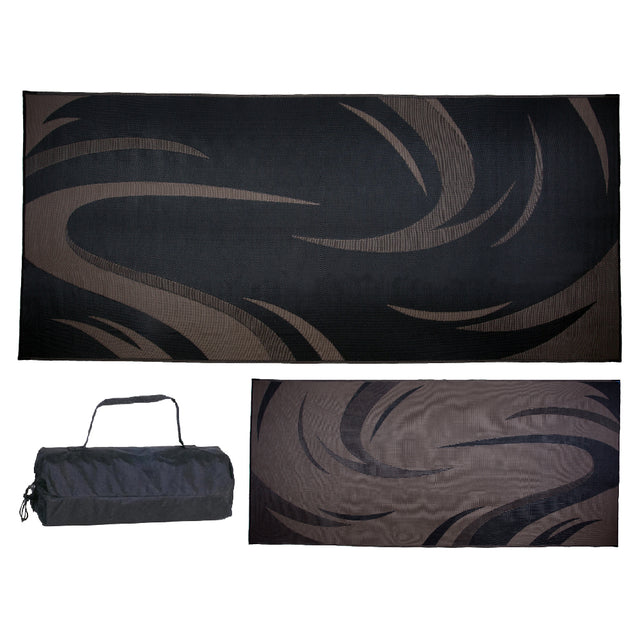 Ming's Mark Reversible Mat, Swish, Black/Brown, 8' x 18'