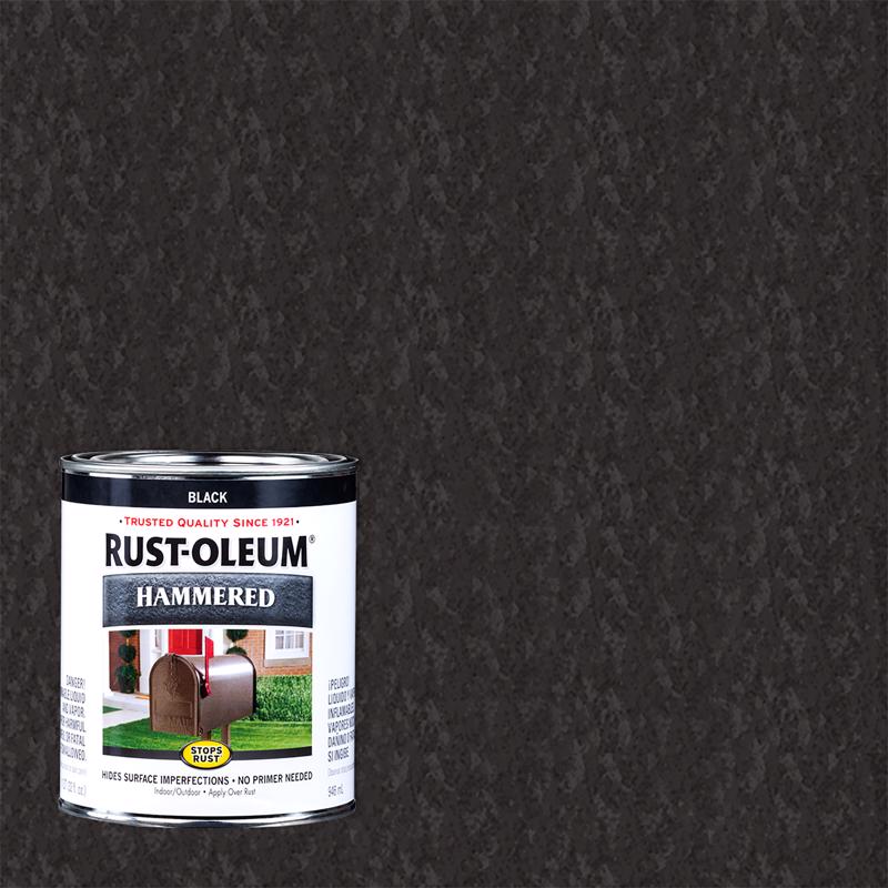 Rust-Oleum Stops Rust Indoor and Outdoor Hammered Black Oil-Based Protective Paint 1 qt, Pack of 2