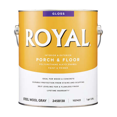 Royal Gloss Steel Wool Gray Porch and Floor Paint+Primer 1 gal, Pack of 4