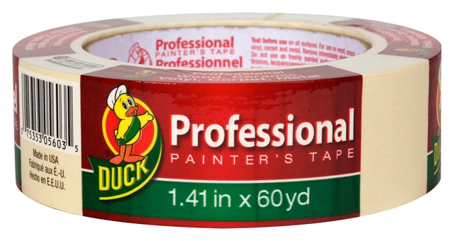 Duck 1362489 Painter's Tape, Professional-Grade, 60 yd L, 1.41 in W, Beige
