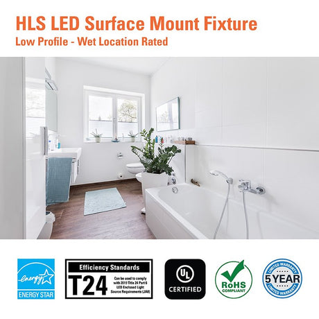 Halo HLS HLS6099501EWH-6BP Surface Light, 132 mA, 120 V, 16 W, LED Lamp, 900 Lumens, 5000 K Color Temp