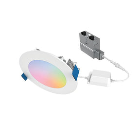 Halo Smart Wi-Fi HLB Series HLB4069WZRGBWMWR Slim Canless Downlight, 9.4 W, 120 V, 1-Lamp, LED Lamp, Plastic, White