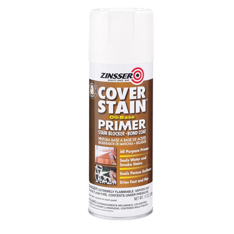 Zinsser Cover Stain White Flat Oil-Based Alkyd Spray Primer and Sealer 13 oz, Pack of 6