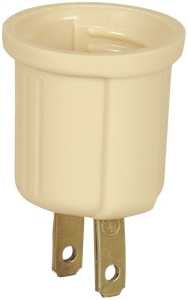 Eaton Wiring Devices BP738V Lamp Socket Adapter, 660 W, 1 -Outlet, Thermoplastic, Ivory, Pack of 5