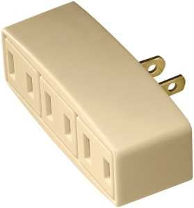 Eaton Wiring Devices BP1747V Cube Non-Grounded Polarized Outlet Adapter, 2 -Pole, 15 A, 125 V, 3 -Outlet, Ivory
