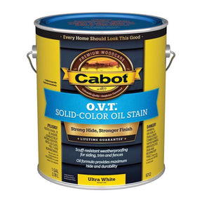 Cabot O.V.T. Low VOC Solid Tintable Ultra White Oil-Based Alkyd Linseed Oil Stain 1 gal, Pack of 4