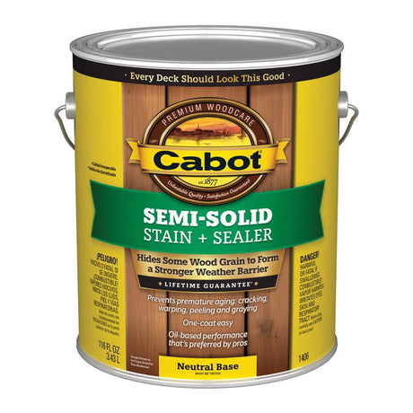 Cabot 140.0001406.007 Semi Transparent Stain, Natural Flat, Neutral Base, Liquid, 1 gal, Pack of 4