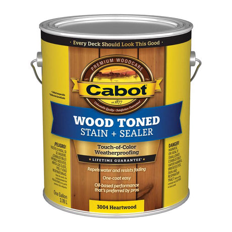 Cabot Wood Toned Transparent Heartwood Oil-Based Deck and Siding Stain 1 gal, Pack of 4