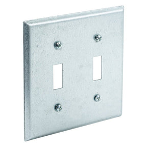 Southwire G39871-UPC 2-Device Toggle Handy Box Cover, 4 in L, 4 in W, Square, 2-Gang, Steel, Silver, Galvanized