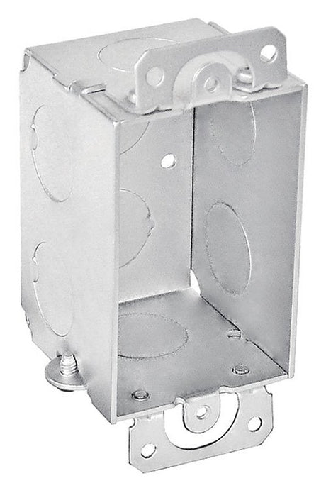 Southwire G600-UPC Switch Box, 1-Gang, 8-Knockout, 1/2 in Knockout, Steel, Silver, Galvanized