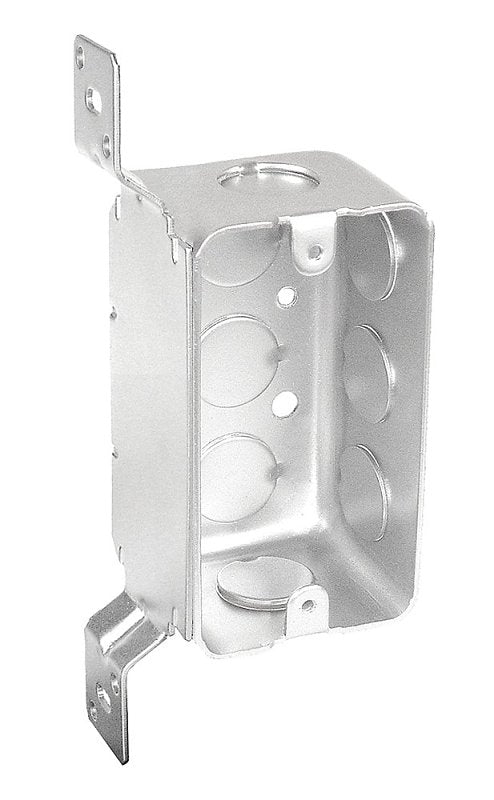 Southwire G19281-F-UPC Handy Box, 1-Gang, 8-Knockout, 1/2, 3/4 in Knockout, Steel, Silver, Galvanized, Stud Side