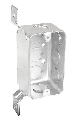 Southwire G19281-F-UPC Handy Box, 1-Gang, 8-Knockout, 1/2, 3/4 in Knockout, Steel, Silver, Galvanized, Stud Side