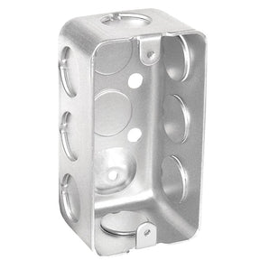 Southwire G19281-AB58-UPC Deep-Drawn Handy Bracketed Box, 1-Gang, 8-Knockout, 1/2 in Knockout, Steel, Silver