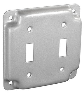 Southwire G1936-UPC Toggle Industrial Surface Cover, 4 in W, Square, 2-Gang, Steel, Silver, Galvanized