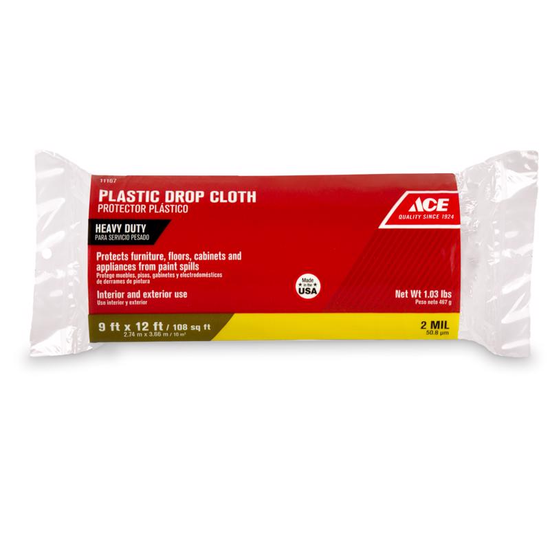 Ace 9 ft. W X 12 ft. L X 2 mil Plastic Drop Cloth 1 pk, Pack of 12